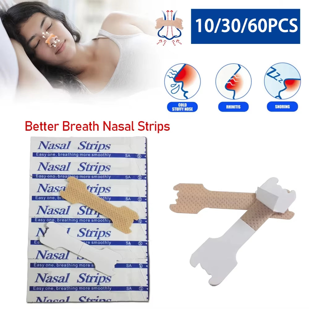 10/60PCS Breath Nasal Strips Right Aid Stop anti Snoring Nose Patch Product Easier Breath Sleep Aid Decive Good Sleeping Patches