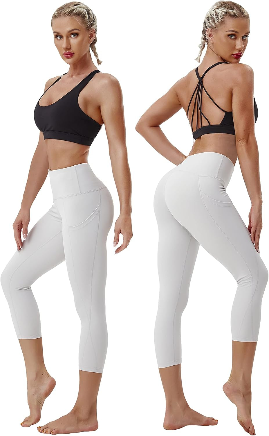 BUBBLELIME 19" Basic/Out Pockets High Waist Yoga Pants Women Workout Running Leggings Tummy Control