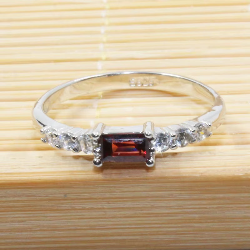 Elegant Silver Garnet Ring for Girl 3 Mm * 5 Mm Natural Garnet Gemstone Silver Ring Solid 925 Sterling Silver Garnet Ring