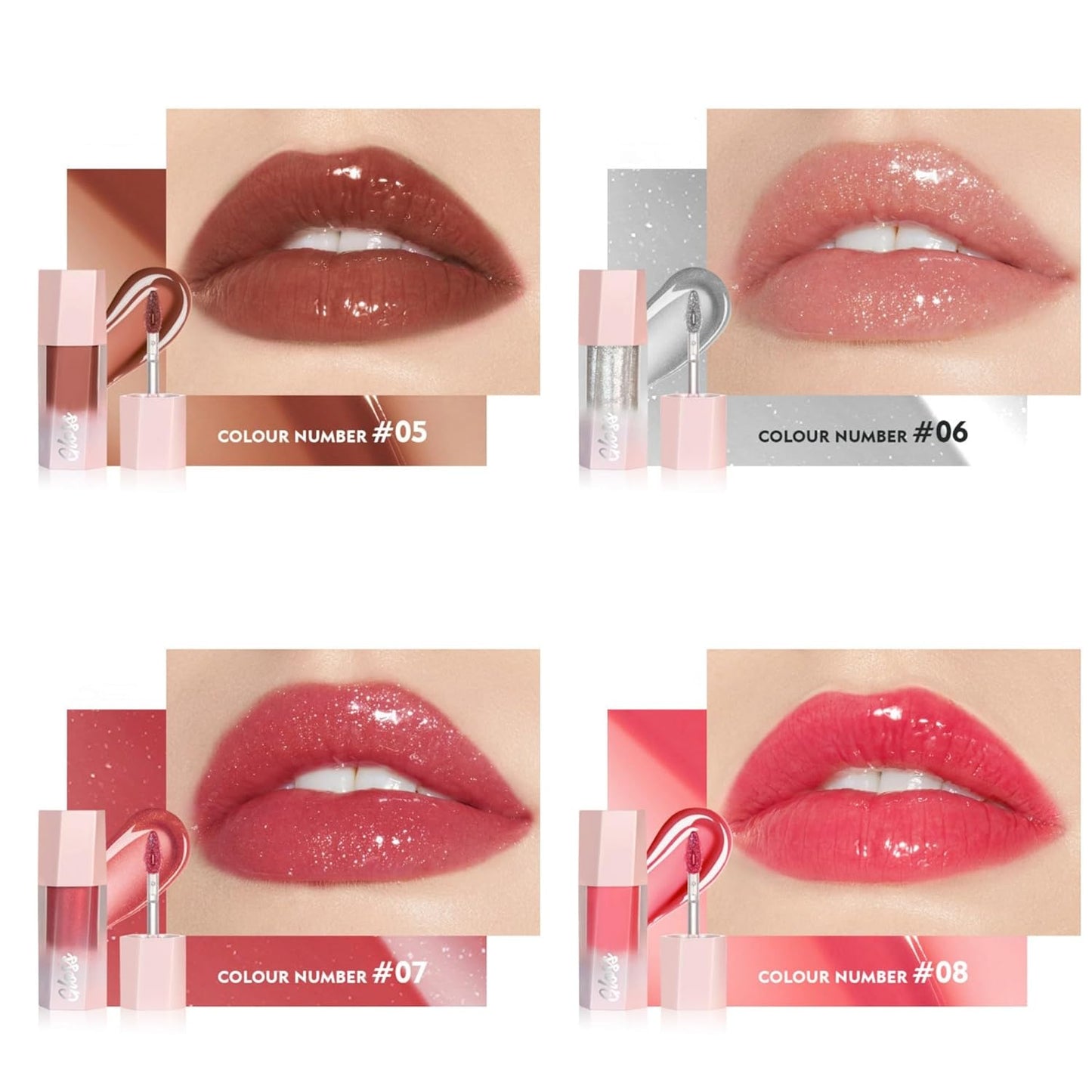 MAEPEOR Glossy Lipgloss Set 4 Colors Smooth Moisturizing Shiny Lip Gloss Kit Long Lasting Hydrating Non-Sticky Lipgloss (Glossy, Set 02)