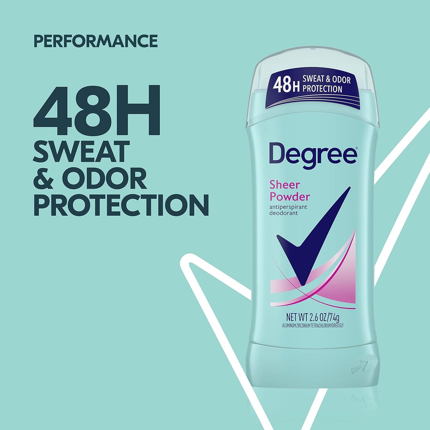 Degree Original Antiperspirant Deodorant Sheer Powder Pack of 6 48-Hour Sweat & Odor Protection Antiperspirant for Women 2.6 Oz