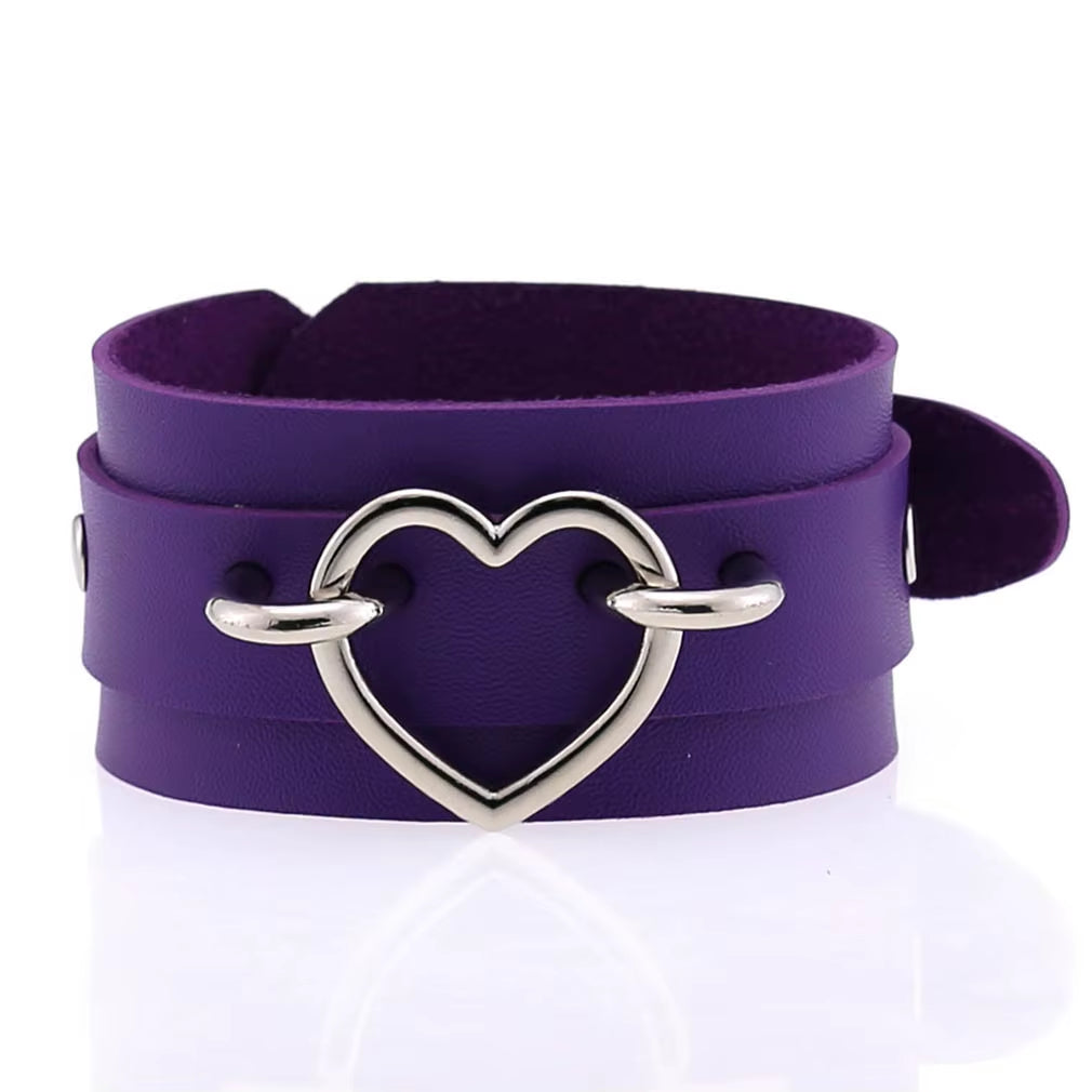 Purple Goth Bracelets for Women Punk Boho Emo Spike Rivets PU Leather Charm Bracelet Cuff Bangles Festival Jewelry Party Gifts