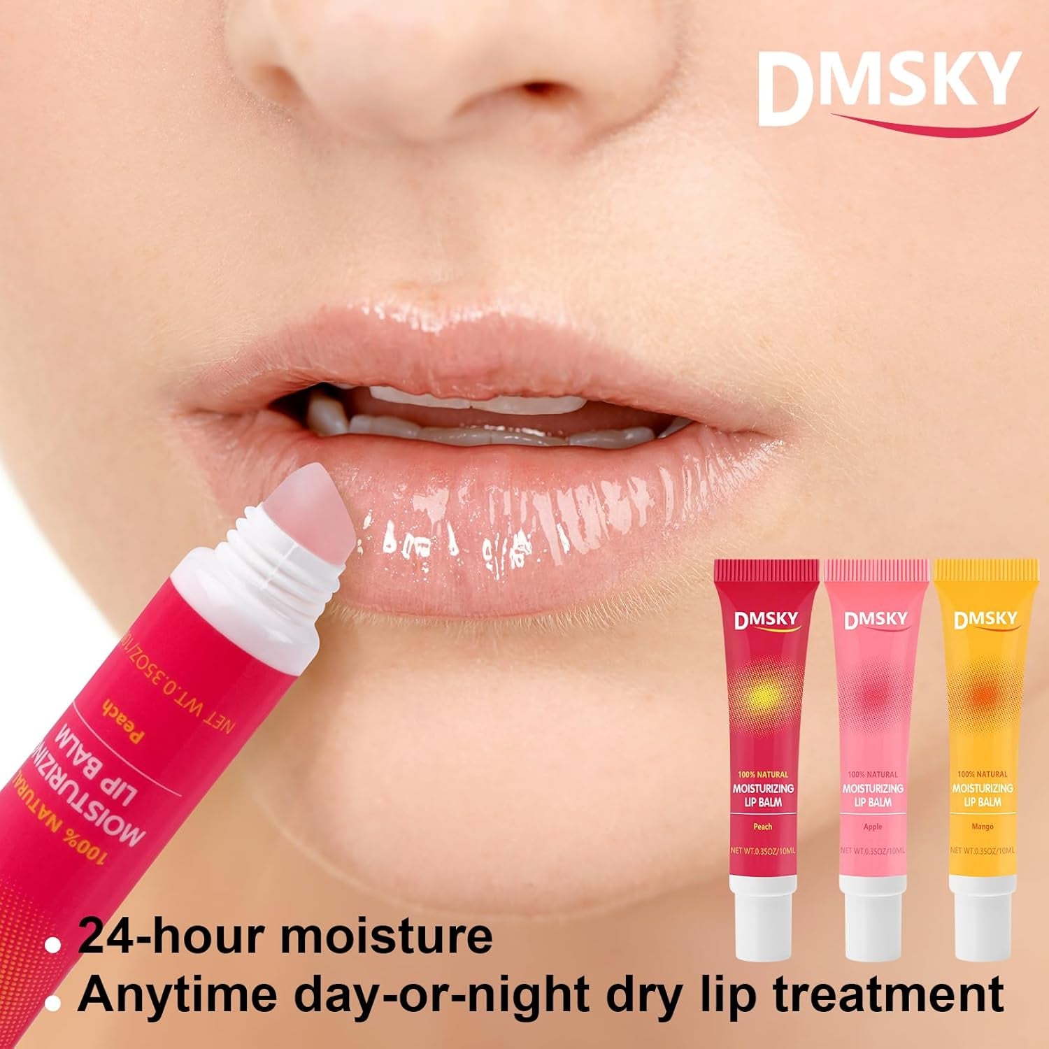 Dmsky 24 Pack Lip Gloss Bulk, Squeeze Clear Lip Gloss Set with Shea Butter, Moisturizing High Shine Glossy Lip Oil for Dry Chapped Lips-12 Flavors