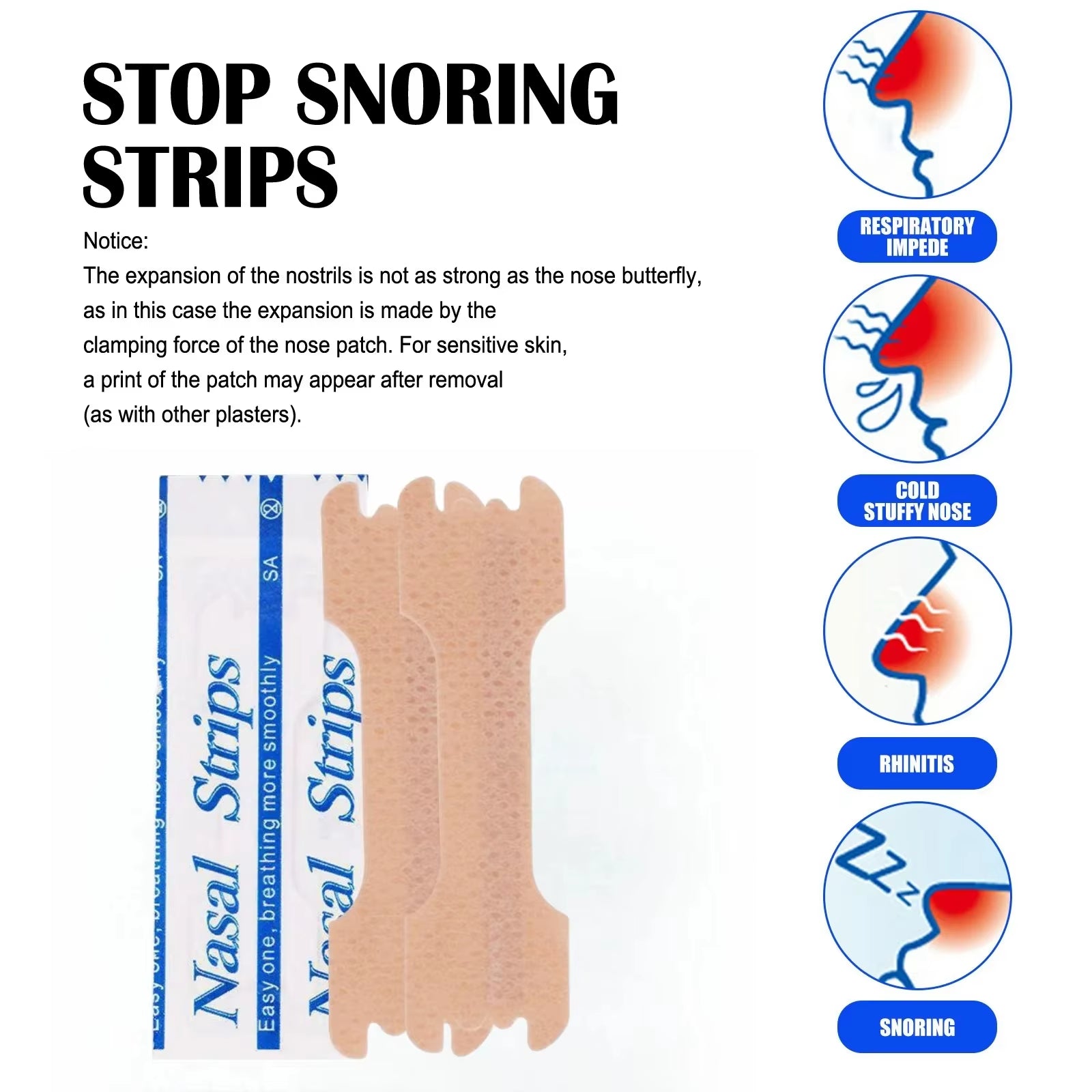 10/60PCS Breath Nasal Strips Right Aid Stop anti Snoring Nose Patch Product Easier Breath Sleep Aid Decive Good Sleeping Patches