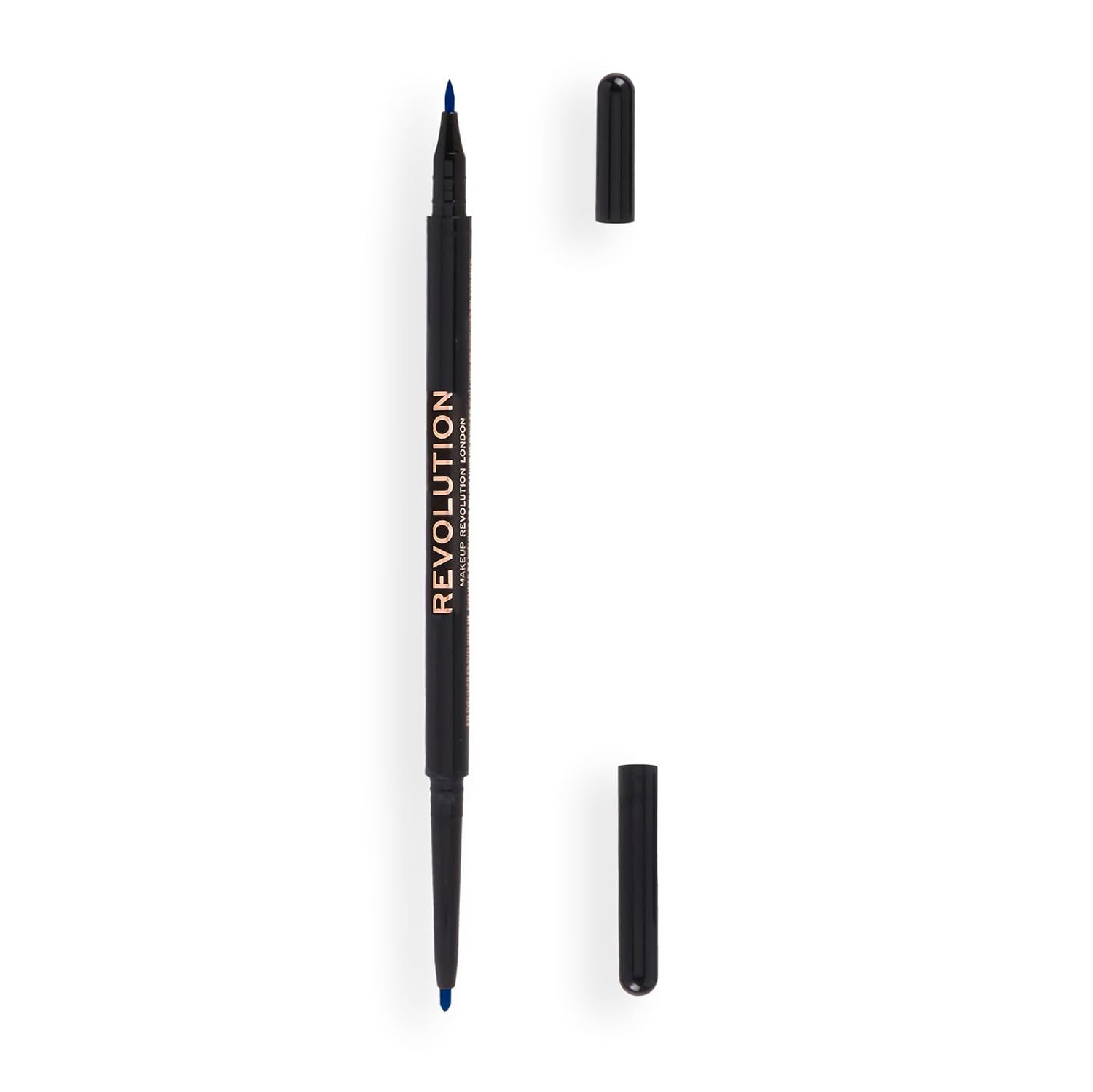 Revolution, Dual Ended Felt & Kohl Eyeliner, Easy & Precise Application, Highly Pigmented, Cruelty Free & Vegan, Blue, 1 Count