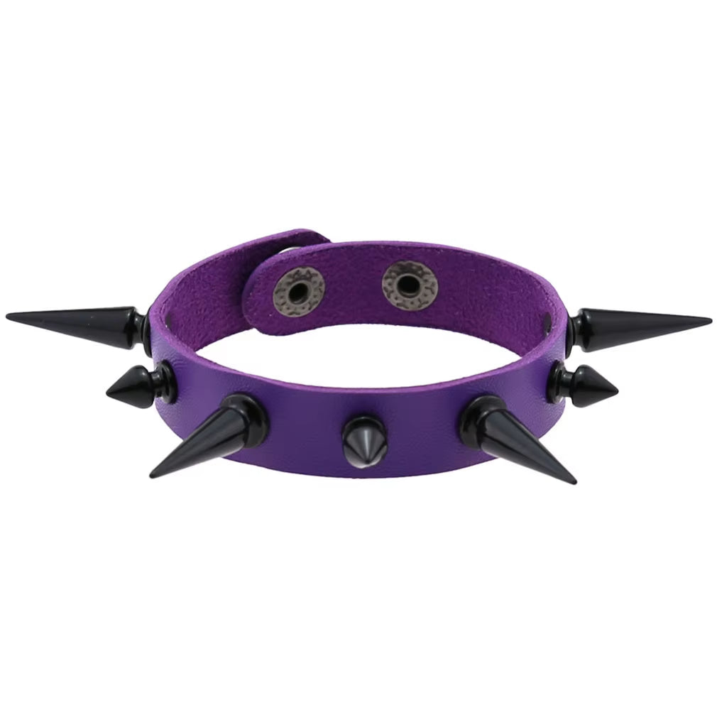 Purple Goth Bracelets for Women Punk Boho Emo Spike Rivets PU Leather Charm Bracelet Cuff Bangles Festival Jewelry Party Gifts