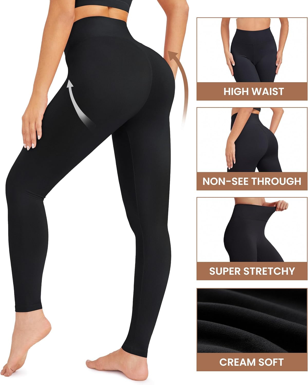 VALANDY High Waisted Leggings for Women Stretch Tummy Control Workout Running Yoga Pants Reg&Plus Size