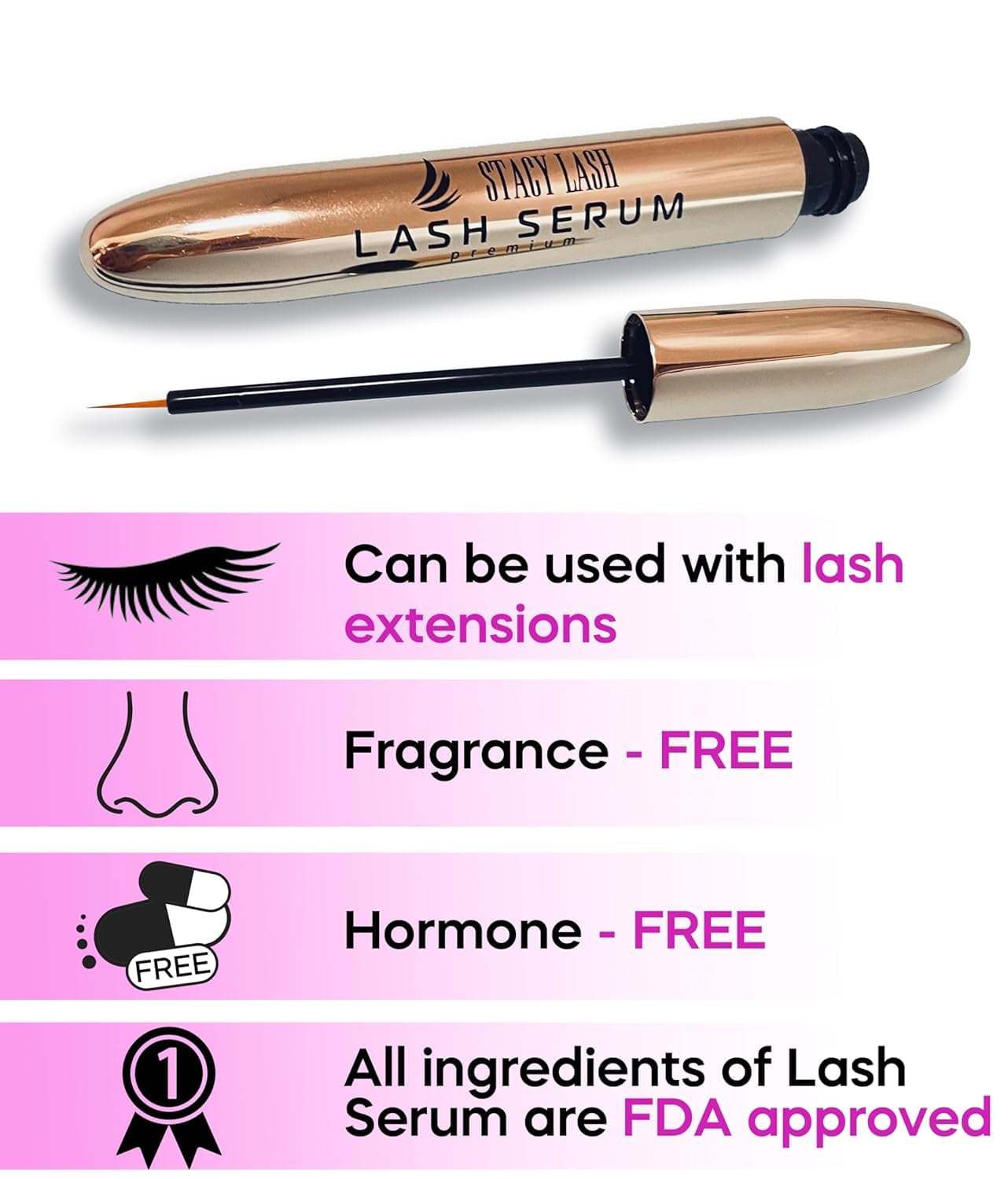 STACY LASH Lash Shampoo 100Ml+ Eyelash Growth Serum Eye Makeup Remover + Lash Serum for Eyelash Growth and Thickness/Lash Cleaning Kit of Lash Cleanser + Brush & Eyelash Serum to Grow Lashes…