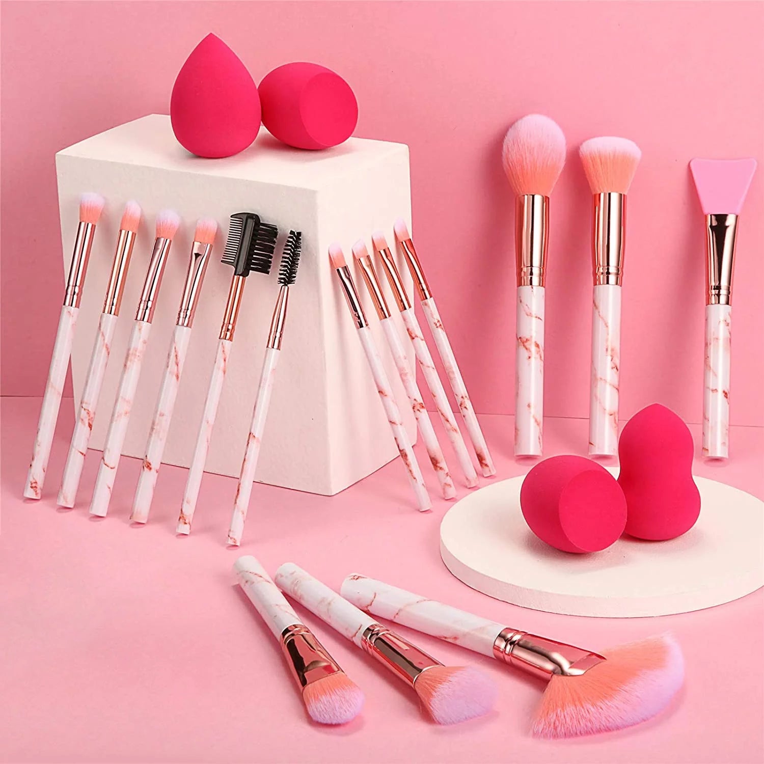 Makeup Brushes 16PCS Professional Makeup Brushes Set with 4Pcs Makeup Sponge Foundation Brush Eyeshadow Brush Lip Brush Set Make up Tool