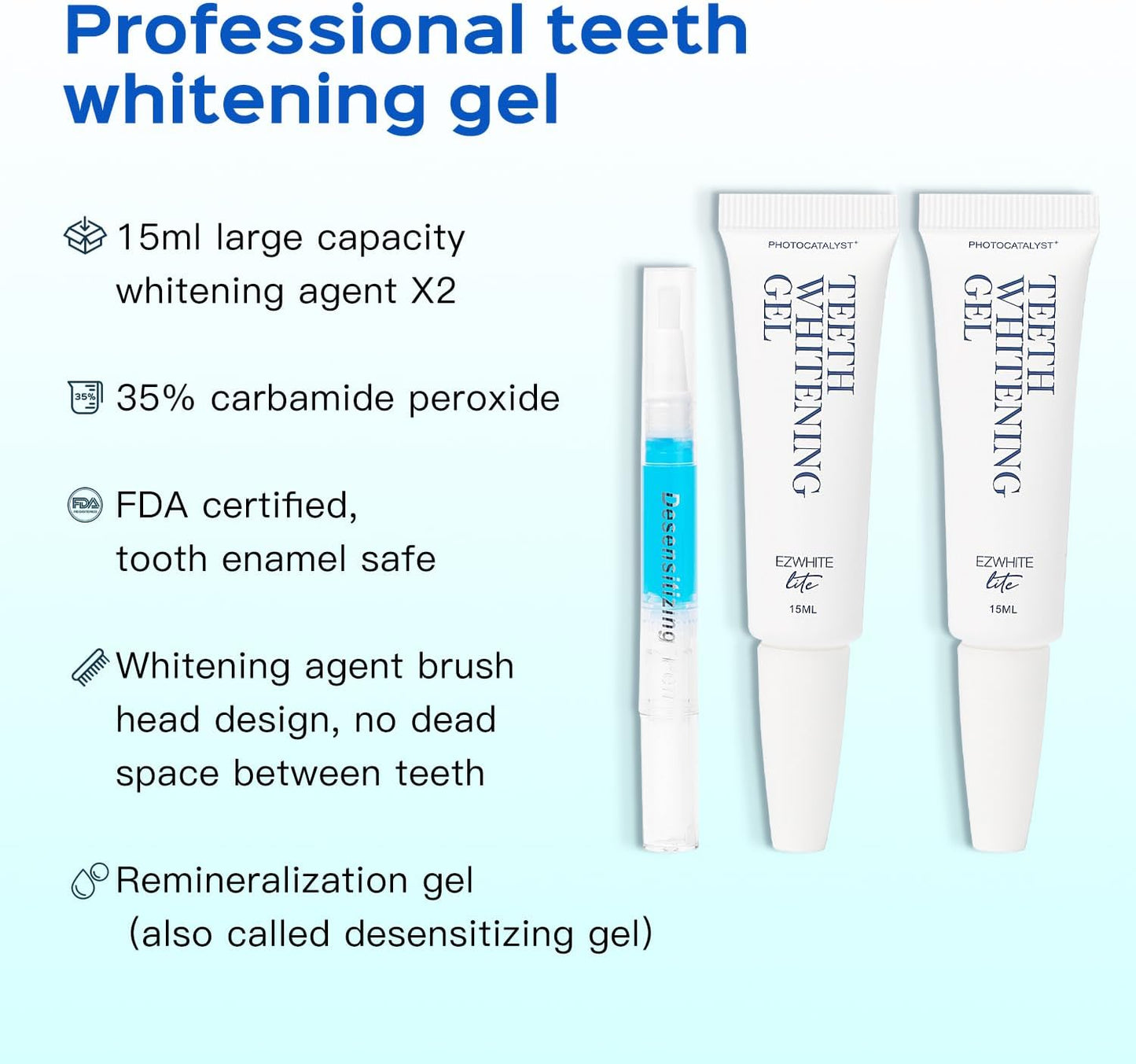 Teeth Whitening Kit 16X LED Light Rechargeable,Teeth Whitener Gel Pen Strips, with 30Ml Carbamide Peroxide Tooth Whitening Gel,3Ml Remineralization Gel,Built-In 15 Minute Timer，For Sensitive Teeth