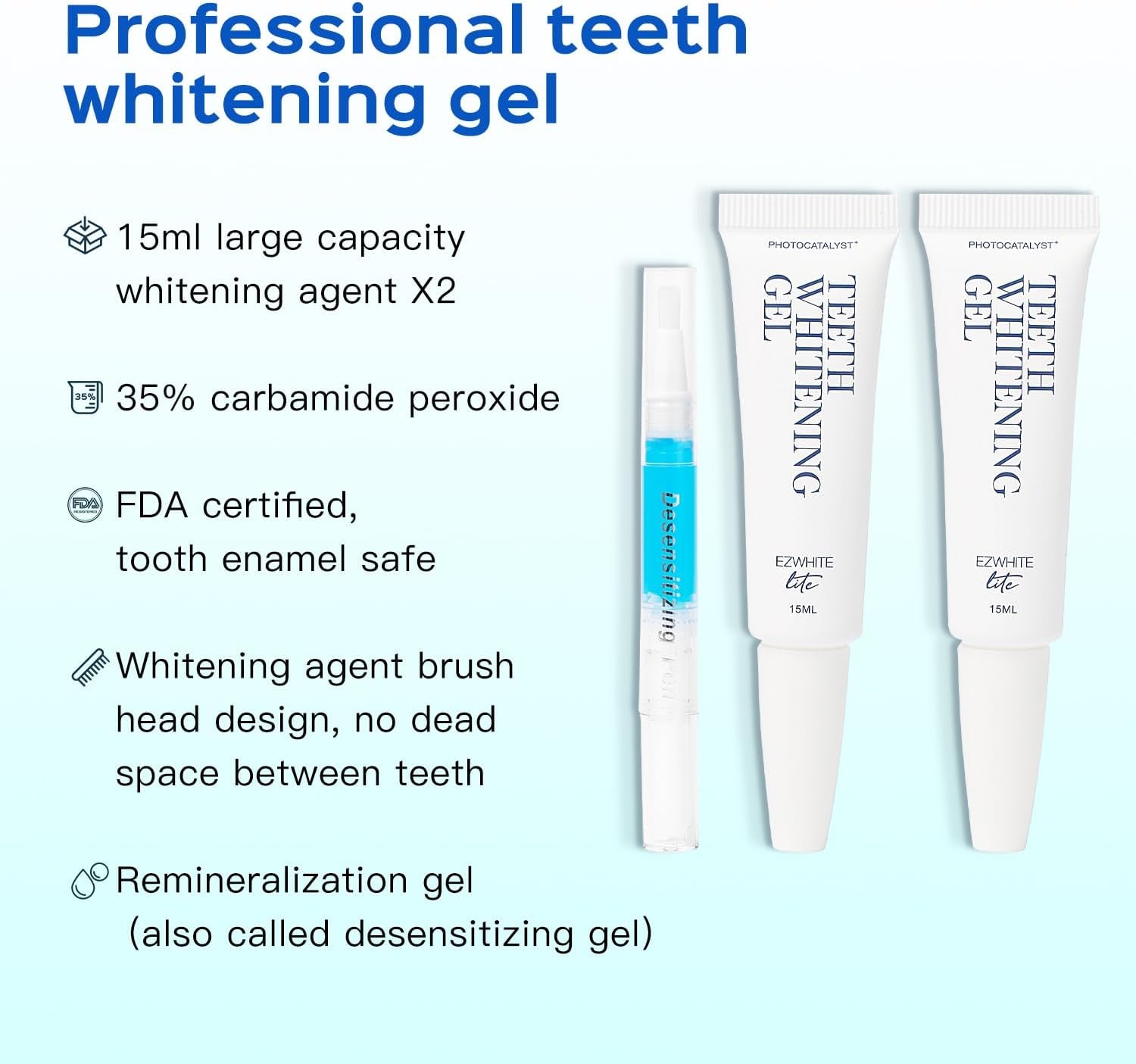 Teeth Whitening Kit 16X LED Light Rechargeable,Teeth Whitener Gel Pen Strips, with 30Ml Carbamide Peroxide Tooth Whitening Gel,3Ml Remineralization Gel,Built-In 15 Minute Timer，For Sensitive Teeth