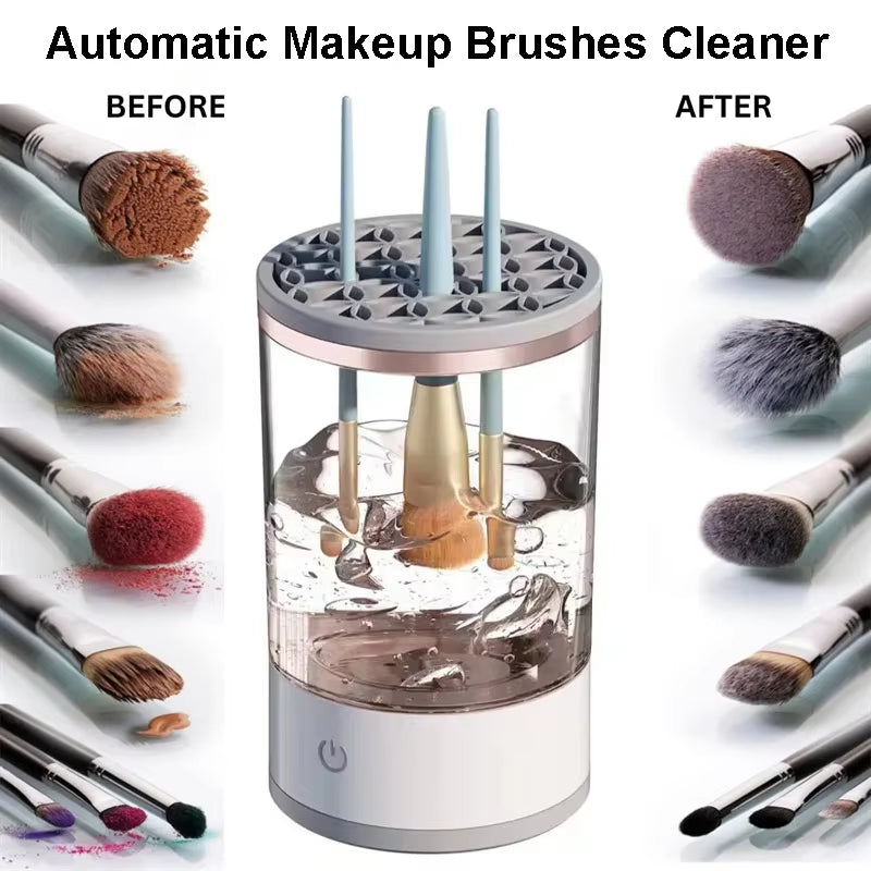 USB Plug Electric Makeup Brush Cleaner Makeup Brush Cleaning Machine Automatic Cosmetic Brush Dryer and Cleaner with Cleaner Mat