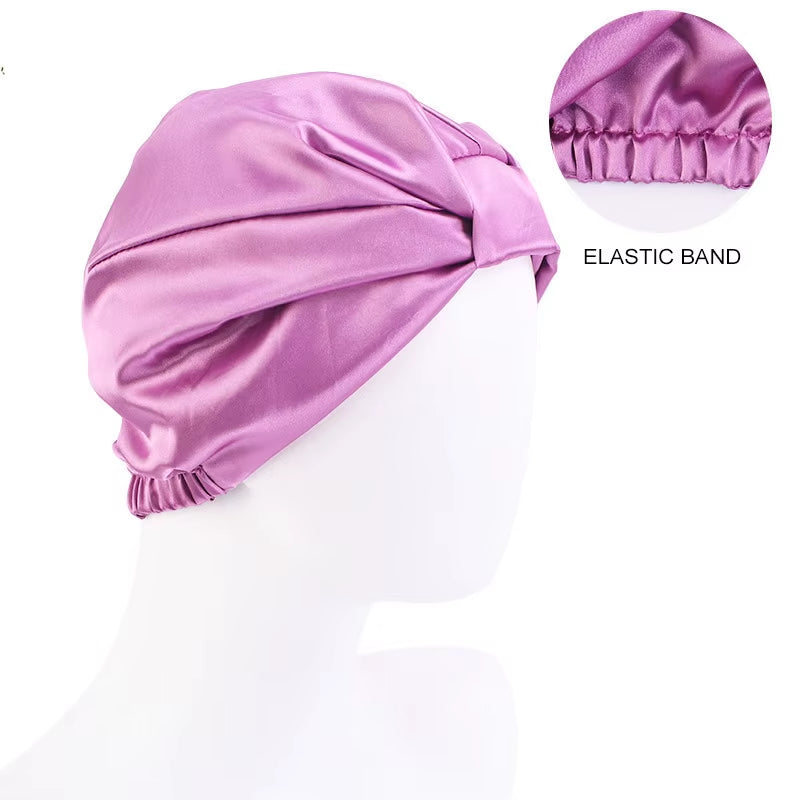 Fashion Muslim Silk Turban for Hair Women Wrap Head Caps Lady Sleeping Hat Female Hairloss Chemo India Hat Satin Turbante Mujer