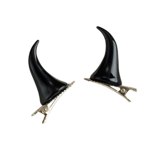 1Pair Goth Horn Hairpin Carnivals Hair Clip Halloween Hairpin for Girl F3MD